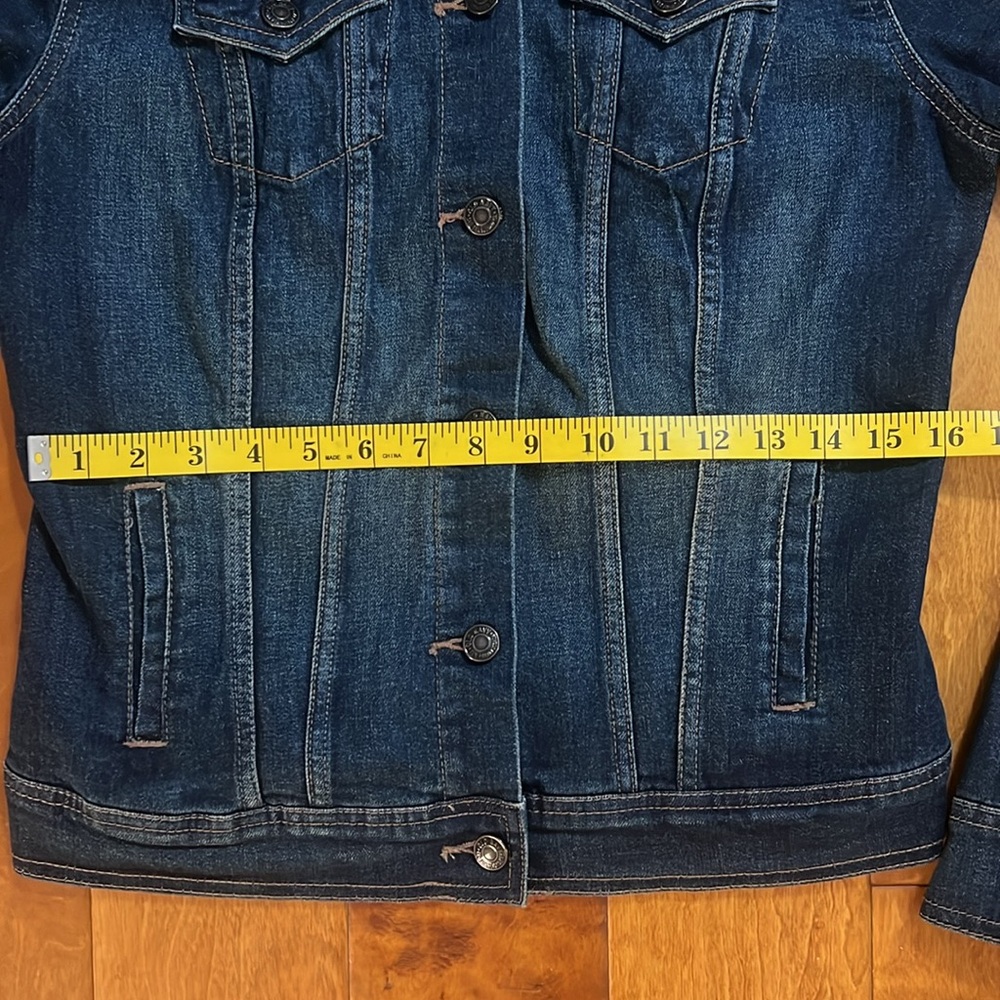 Old Navy Y2K Blue Denim Jean Jacket Size S Tall Coastal Tailored Fit Nautical - Picture 8 of 13